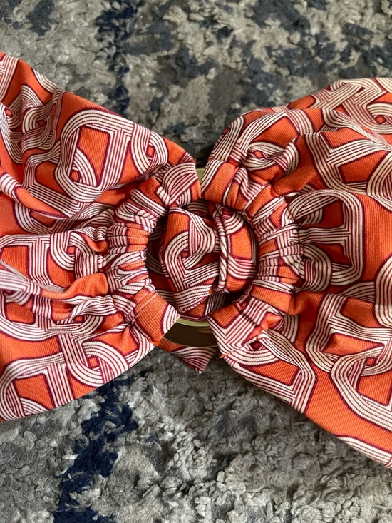 Monday Swimwear Orange Geo Chain Bathing Suit Set Size 12-14 - Picture 8 of 12